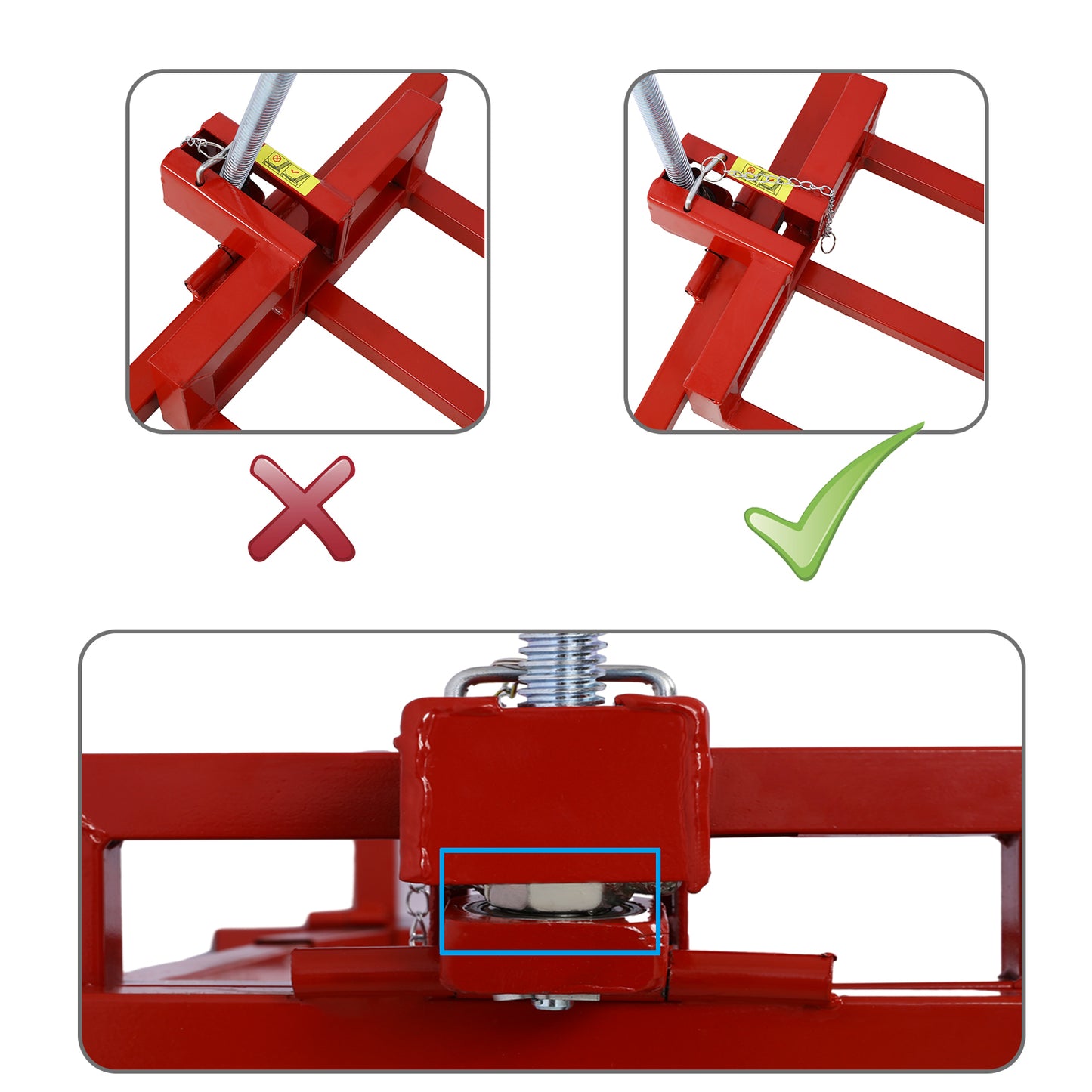 Easy Lawn Mower Lift  for Riding Tractors , 800 Lbs Capacity  Lawn Tractor Lifter,  Ride-on Mower, Cleaning Aid, Universal, Lawn Tractor Lift, Lawn Tractor + 45° Tilt Adjustable, red