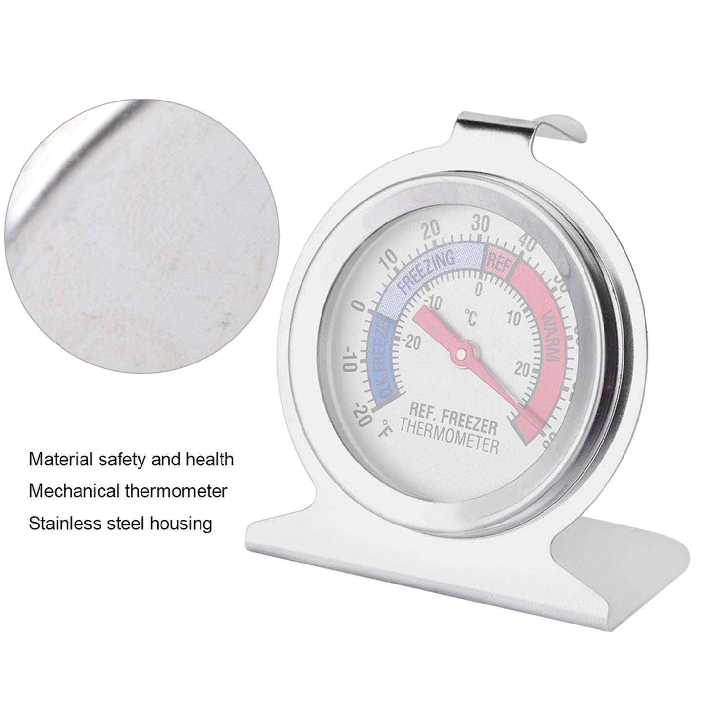 Stainless Steel Large Dial Freezer Refrigerator Thermometer Temperature Gauge Tool