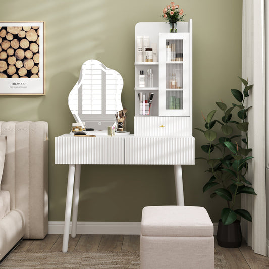 Vanity Desk with Mirror and Lights, Makeup Vanity Mirror with Lights,Dressing Table  with 3 Drawers SolidRoot Buy Furniture USA