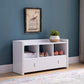White Entryway Shoe Bench, Three Shelves Organizer with Storage Drawer Livingsource