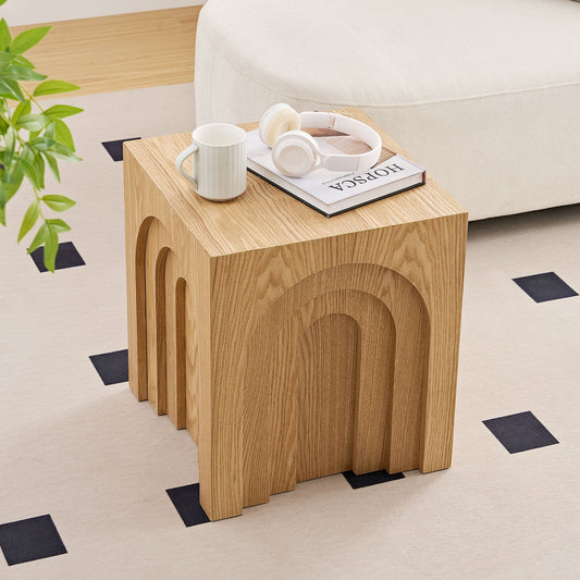 15.74'' Square Side Table Small Coffee Table Accent Table  Bedside Table for Living Room Bedroom,Nature Livingsource