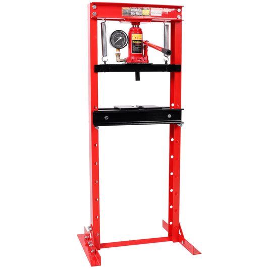 12Ton Bottle Jack Shop Press with Gauge, Bend, Straighten, or Press Parts, Install Bearings, U-Joints, Bushings, Ball Joints, and Pulleys,RED SolidRoot Buy Furniture USA