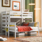 Wood Twin XL over Queen Bunk Bed with Ladder, White - SolidRoot Buy Furniture USA