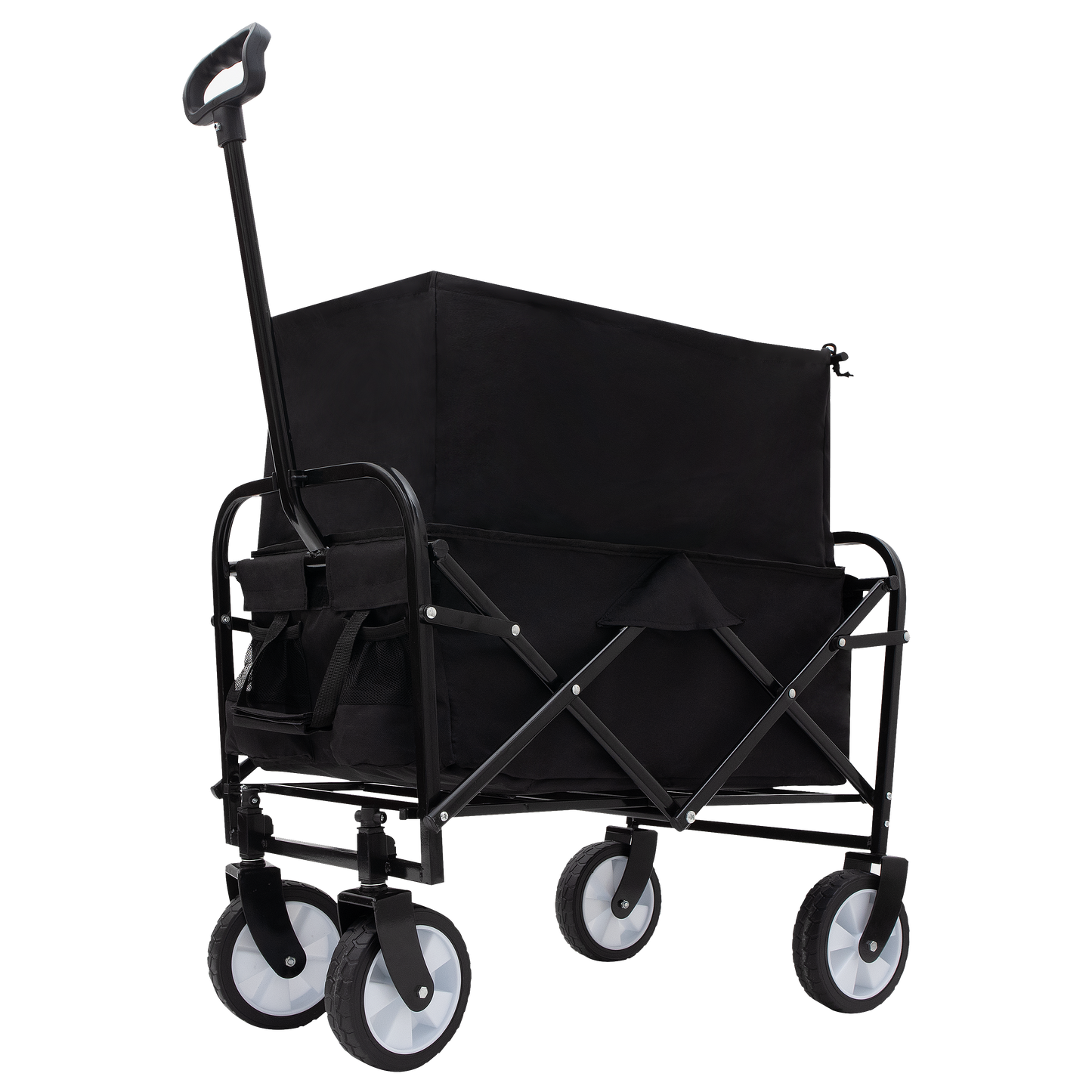 Minimeetall Multi-use Bag Collapsible Foldable Wagon Cart Beach Wagon Heavy Duty Utility Cart Utility Wagon Grocery Cart for for Camping ,3pcs  plastic Liner bag /Cover ,black