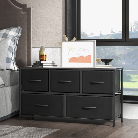 Sweetcrispy Dresser for Bedroom Storage Drawers Fabric Storage Tower with 5 Drawers, Chest of Drawers with Fabric Bins - SolidRoot Buy Furniture USA
