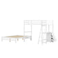 Twin over Full Bunk Bed with Built-in Desk and Three Drawers,White - SolidRoot Buy Furniture USA
