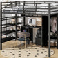 Metal Loft Bed With table set and wardrobe, Full, Black - SolidRoot Buy Furniture USA