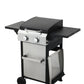 2-Burner Propane Gas BBQ Grill, SS Plancha, 24600BTU Output With Wire Enamel Cooking Grids For Outdoor Barbecue, Foldable Side Table, Hanging Basket, Stainless Steel Livingsource