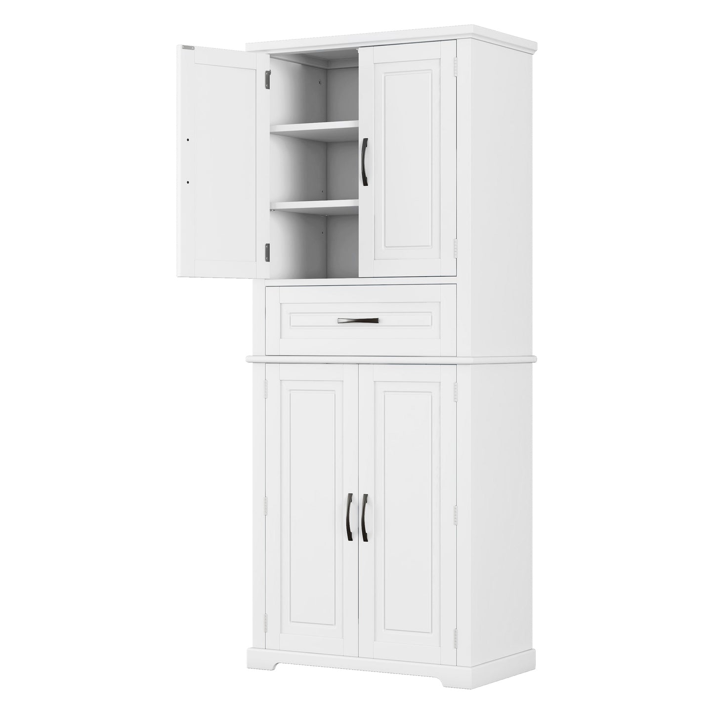 Bathroom Storage Cabinet with Multi-Functional Storage Space, Drawer with Slide Rails, Adjustable Shelf, White