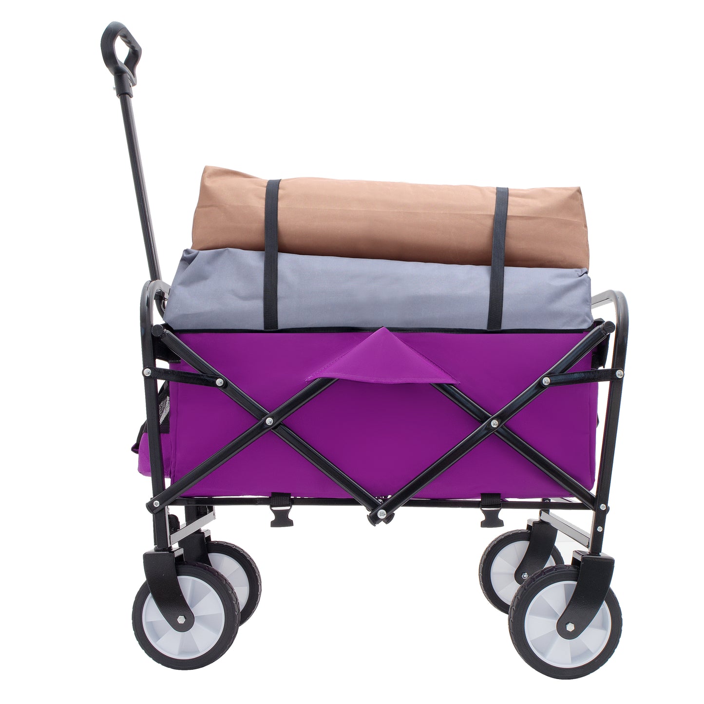 Minimeetall Strap , Collapsible Foldable Wagon Cart with strapping system Beach Wagon , Utility Cart , Utility Wagon Grocery Cart for Camping Shopping Sports Gardeing Fishing Supports 225lbs purple