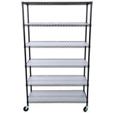 Heavy Duty Black Metal Garage Shelving Unit - 6-Tier Adjustable Wire Rack with Wheels & Liners, 6000 lbs Capacity (48'W x 18'D) SolidRoot Buy Furniture USA
