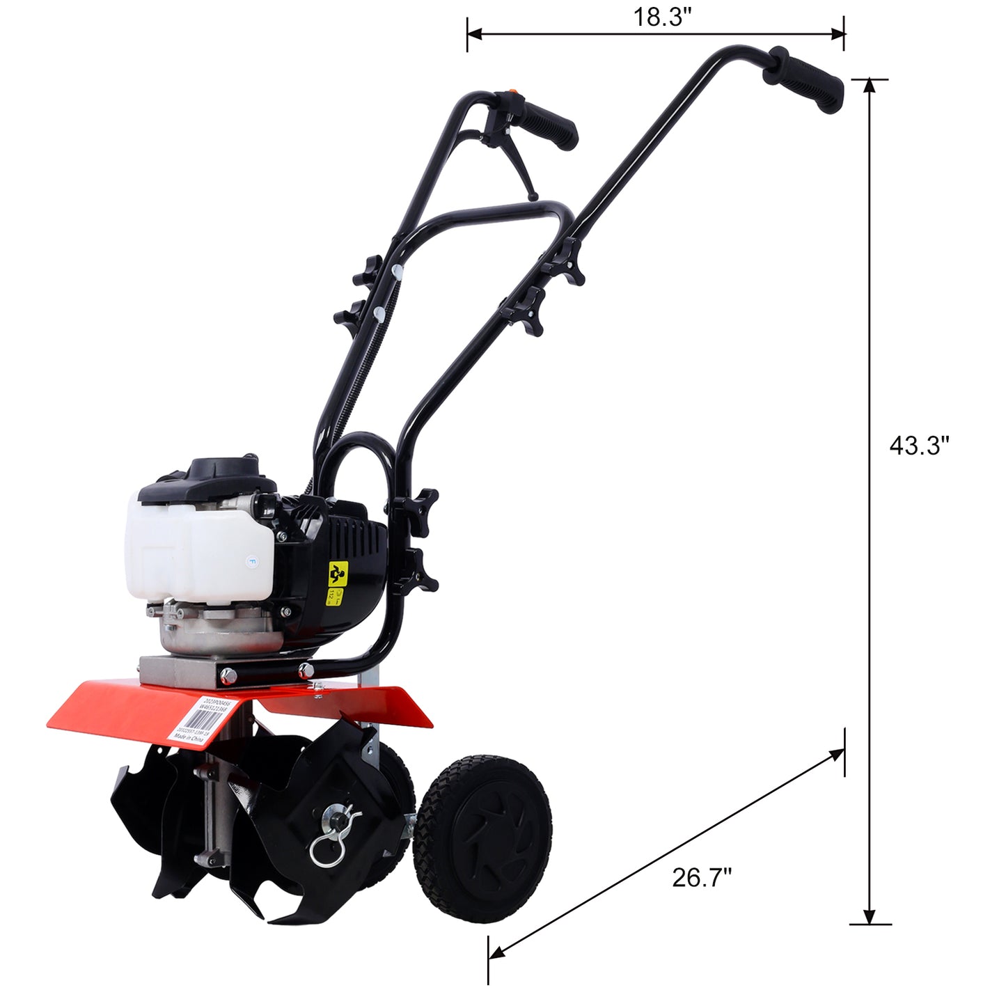 Mini Tiller Cultivator, Powerful 37.7cc 4-stroke Viper Engine, Gear Drive Transmission, Mini Cultivator with 4-Cycle  Engine