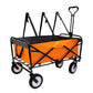 Collapsible Foldable Wagon Cart with strapping system Beach Wagon Utility Cart Utility Wagon Grocery Cart for for Camping Shopping Sports Gardeing Fishing Supports 360lbs All-Terrain Wheels orange Livingsource