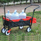 folding wagon Collapsible Outdoor Utility Wagon, Heavy Duty Folding Garden Portable Hand Cart, Drink Holder, Adjustable Handles(Black+Red colour) Livingsource