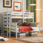 Wood Twin XL over Queen Bunk Bed with Ladder, White - SolidRoot Buy Furniture USA