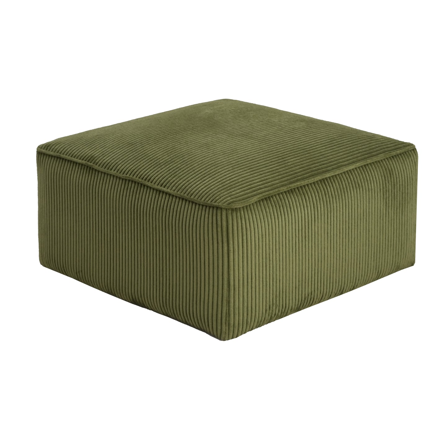 ISABELLA Square Ottoman, Olive Green, Corduroy