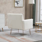 COOLMORE  Armchair Single Sofa Modern Tufted Upholstered Side Reading Chairs with Arm and Gold Metal Leg for Living Room Bedroom (White teddy ) Livingsource