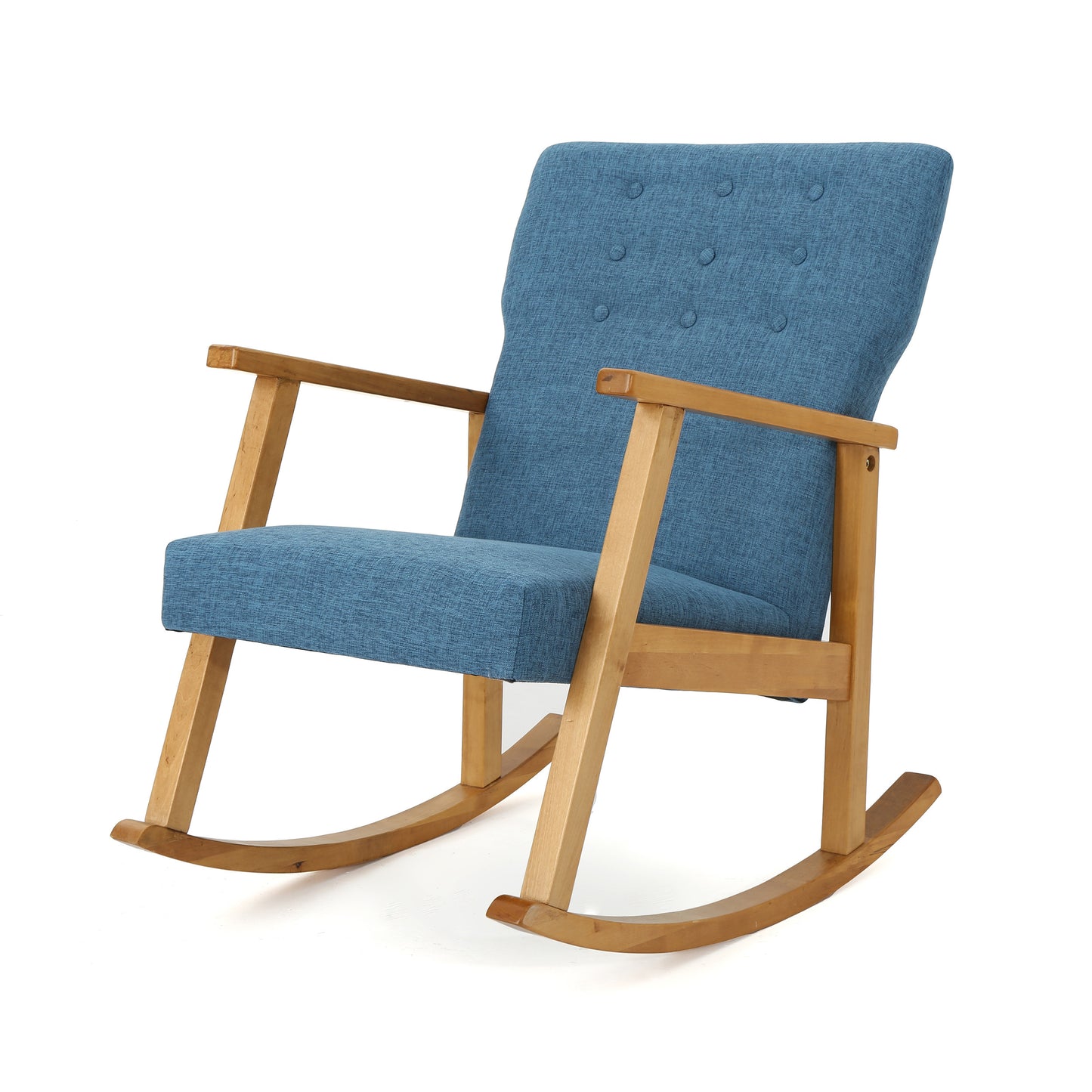 Blue Fabric Upholstered Rocking Chair