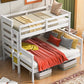 Wood Twin XL over Queen Bunk Bed with Ladder, White - SolidRoot Buy Furniture USA