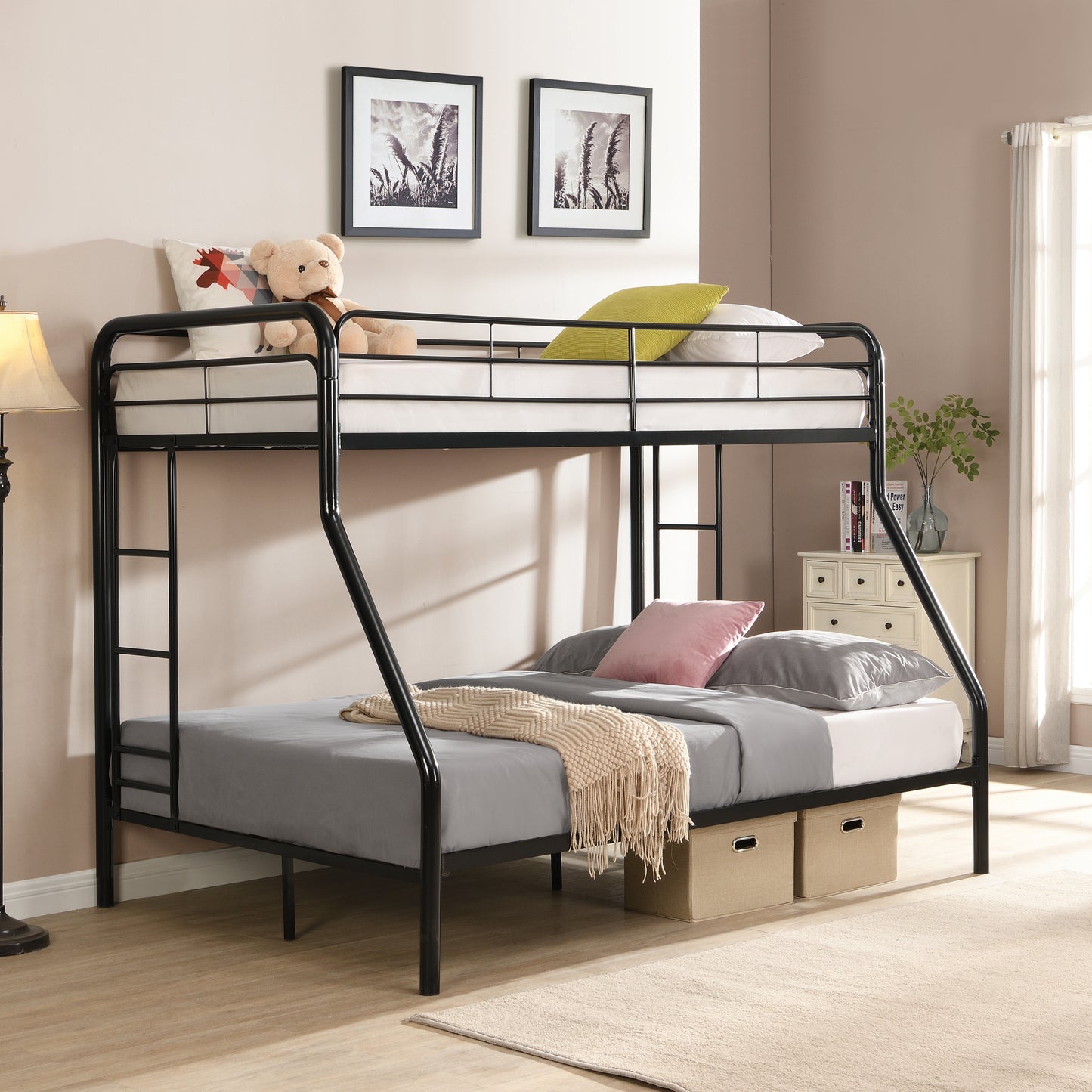 Twin Over FULL Metal Bunk Bed , No Box Spring Needed, Large Under Bed Storage, Easy Assemble