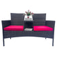 Wicker Patio Conversation Furniture Set, Outdoor Furniture Set with Removable Cushions & Table, Tempered Glass Top, Modern Rattan Bench for Garden Lawn Backyard - SolidRoot Buy Furniture USA