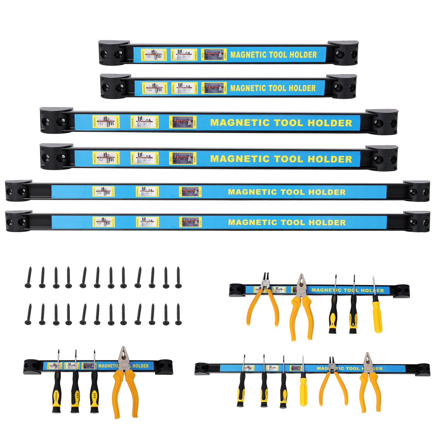 6PACK Heavy Duty Magnet Tool Bar, 2PACK 12', 2PACK 18', 2PACK 24',Magnetic Tool Holder,Magnetic Tool Holder Strip,for Workshop Garage,Mounting Screws Included SolidRoot Buy Furniture USA