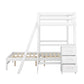 Twin over Full Bunk Bed with Built-in Desk and Three Drawers,White - SolidRoot Buy Furniture USA
