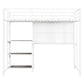 Twin Size Loft Bed with Desk and Whiteboard, Metal Loft Bed with 3 Shelves and Ladder, White - SolidRoot Buy Furniture USA