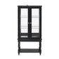 Curio Cabinet Lighted Curio Display Cabinet with Open Storage Space,Solid Wood Legs and adjustable Shelves, Acrylic Mirrored Back Panel, Tempered Glass Doors,3 Tier and one open space(E26 light bulb n Livingsource