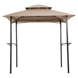 Outdoor Grill Gazebo 8 x 5 Ft, Shelter Tent, Double Tier Soft Top Canopy and Steel Frame with hook and Bar Counters,Khaki SolidRoot Buy Furniture USA