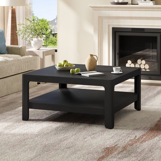 Modern Farmhouse Coffee Table with Soft Rounded Profile, Perfect for Living Room & Lounge