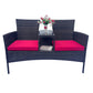 Wicker Patio Conversation Furniture Set, Outdoor Furniture Set with Removable Cushions & Table, Tempered Glass Top, Modern Rattan Bench for Garden Lawn Backyard - SolidRoot Buy Furniture USA