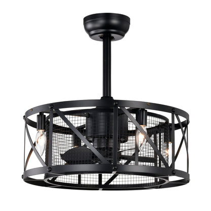 (Same SKU W159268318)  20''Industrial 5-Blade  Ceiling Fan with remote control ,5 ABS Blades small size ceiling fan--Matte Black SolidRoot Buy Furniture USA