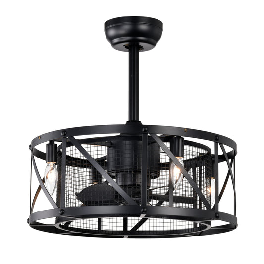 (Same SKU W159268318)  20''Industrial 5-Blade  Ceiling Fan with remote control ,5 ABS Blades small size ceiling fan--Matte Black SolidRoot Buy Furniture USA