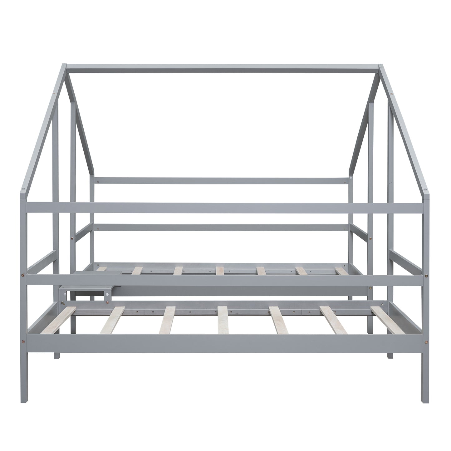 Double Twin Size Triangular House Beds with Built-in Table,Gray(Old SKU: WF286895AAE)