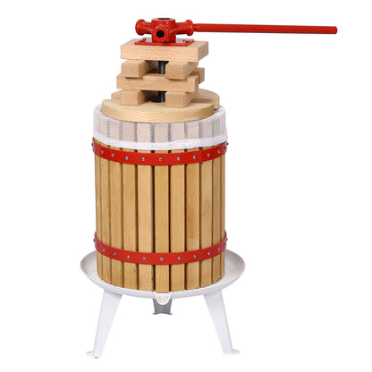 Fruit Wine Press - 3.17 Gallon/12L Capacity, Natural Oak, Metal & Wood Construction SolidRoot Buy Furniture USA