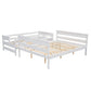 Wood Twin XL over Queen Bunk Bed with Ladder, White - SolidRoot Buy Furniture USA
