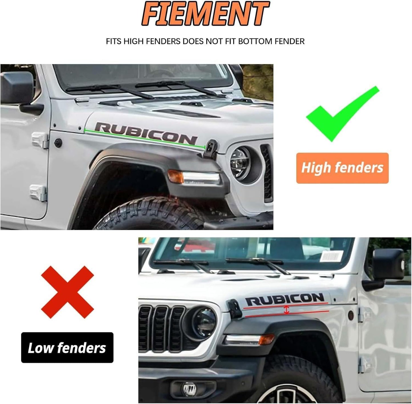 Front & Rear Fenders Compatible with 2020-2024 Jeep Wrangler Gladiator JT Mojave & Rubicon, Off-Road Wheel Fender Liner Set 4 Pcs(Only Fit High Clearance Fender Flares)