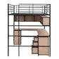 Metal Loft Bed with bookcase, desk and cabinet, Full, Black - SolidRoot Buy Furniture USA
