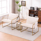 2 Chairs in 1 Box, Upholstered Hanging Armchair with Arm PocketsMetal frame, gold-plated craftsmanship, crushed foam cushions and skin-friendly woven fabric for living room and bedroom. Beige Livingsource
