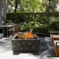 26 Inch Square Fire Pit with BBQ Grill, Outdoor Wood Burning Firepit with Poker, Large Burning Space Fireplace for Patio Garden Camping Backyard Picnic Bonfire Livingsource