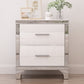 Elegant High Gloss Nightstand with Metal Handle,Mirrored Bedside Table with 2 Drawers for Bedroom,Living Room,White Livingsource