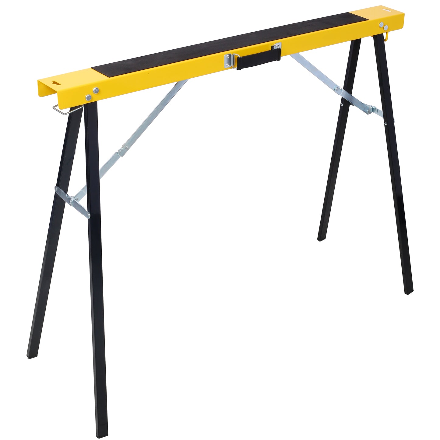 Saw Horses 2 Pack, Folding Portable Work Horse with Fast Open Legs, Convenient Handle, Heavy Duty Steel Sawhorse for Garage, Workshop, Fully Assembled,yellow+black color