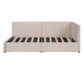 Upholstered Daybed with 2 Storage Drawers Twin Size Sofa Bed Frame No Box Spring Needed, Linen Fabric (Beige) - SolidRoot Buy Furniture USA