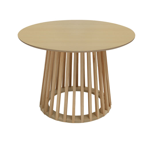 Modern Round Coffee Table with Grille Molding – MDF Oak Finish for Living Room, Bedroom, or Balcony SolidRoot Buy Furniture USA