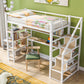 Twin Size Metal Loft bed with Staircase, Built-in Desk and Storage Shelves, White - SolidRoot Buy Furniture USA