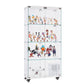 4 Tier Glass Display Cabinet, Double Door Glass Cabinet with Two Locks, Floor Standing Storage Cabinet with 6 Acrylic Shelves for Living Room, Bedroom and Office, White, 31.5"L x 14.2"W x 65.1"H Livingsource