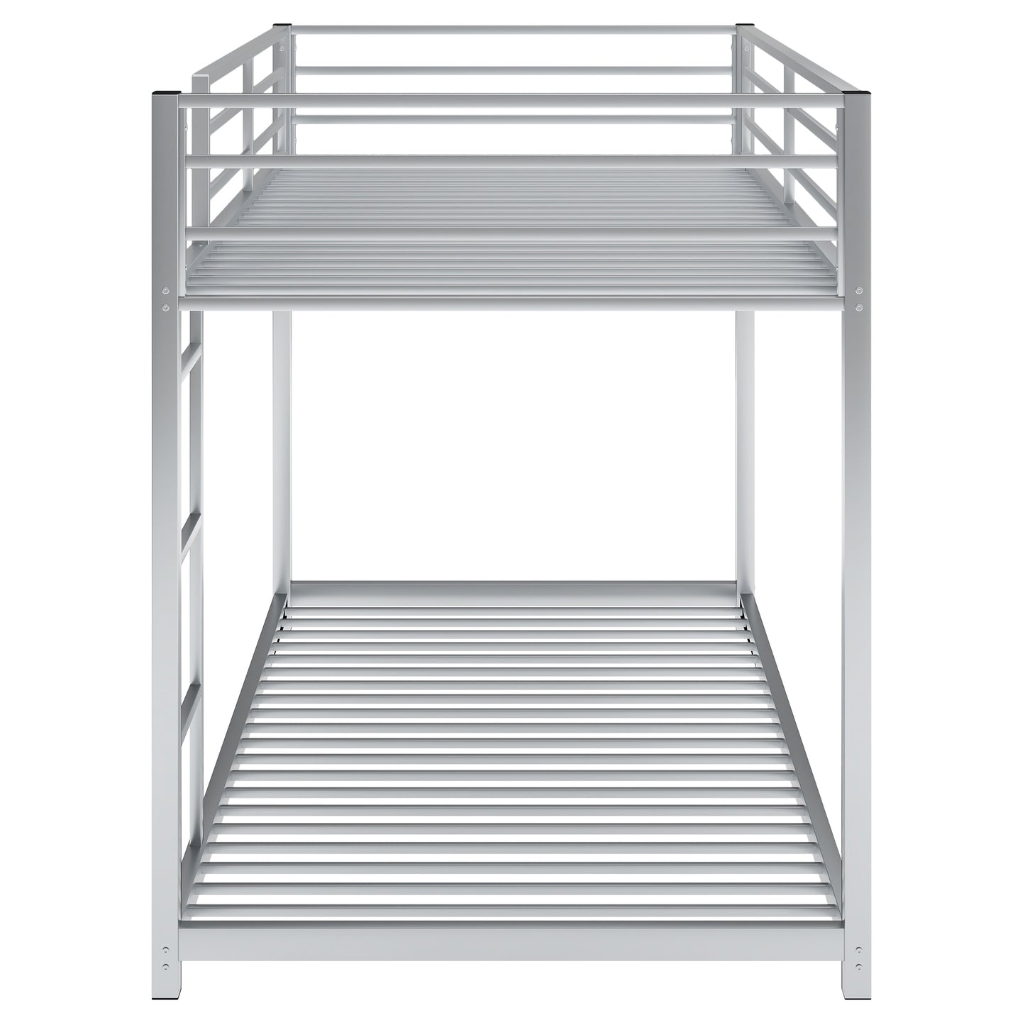 Twin over Twin Metal Bunk Bed, Low Bunk Bed with Ladder,Silver(OLD SKU:WF282465AAN)