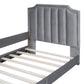 Twin Size Upholstered Daybed with Classic Stripe Shaped  Headboard, Gray - SolidRoot Buy Furniture USA