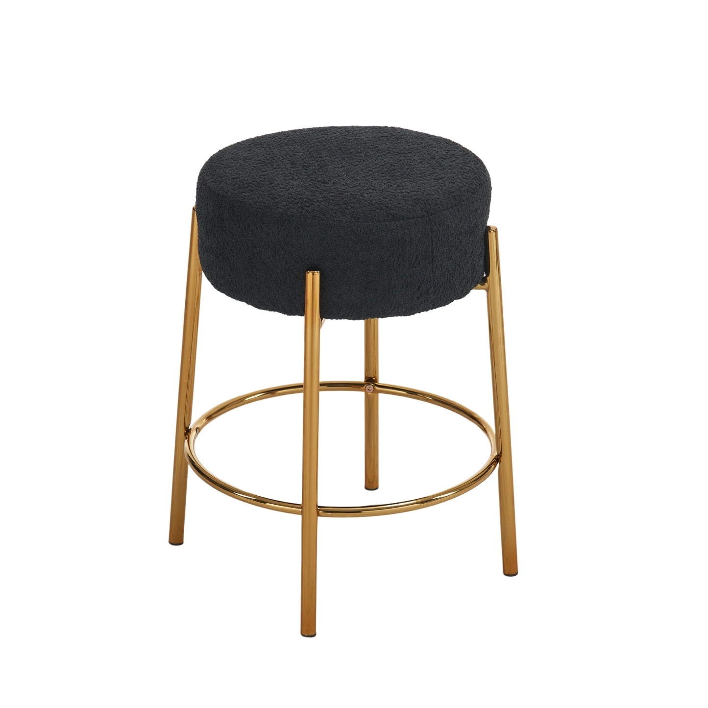 24" Tall, Round Bar Stools, Set of 2 - Contemporary upholstered dining stools for kitchens, coffee shops and bar stores - Includes sturdy hardware support legs